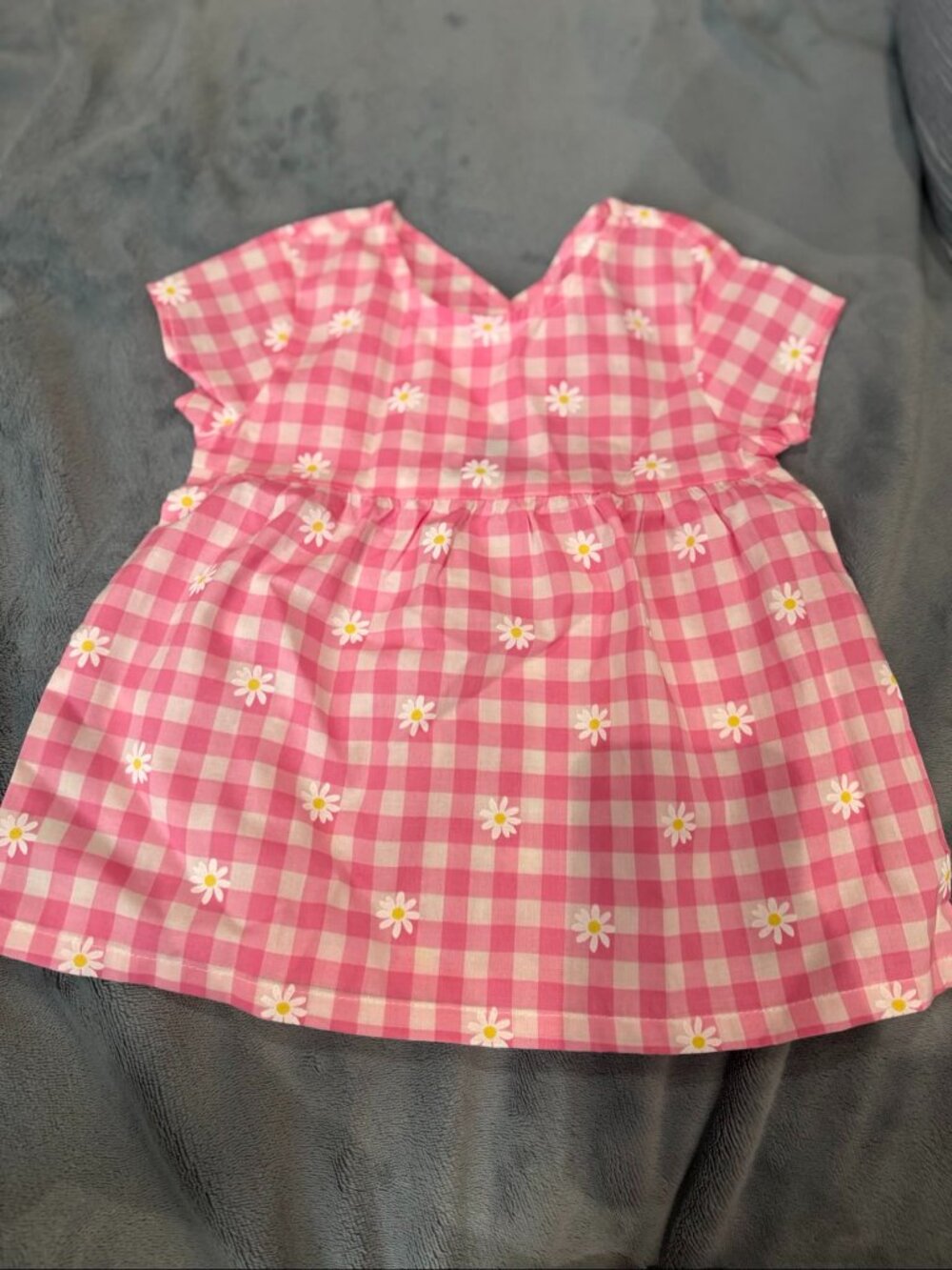 Carter's Baby Girls Pink Gingham Daisy Dress 6-12M New